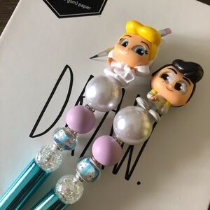 Disney Doorables: Cinderella & Prince Charming Couples handmade beaded pens